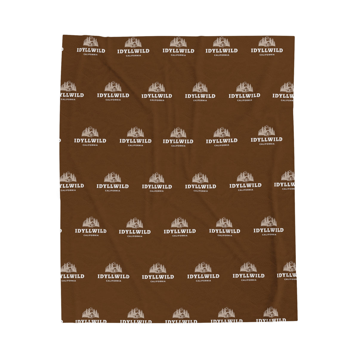 Velveteen Plush Blanket Idyllwild Cabin Badge Brown