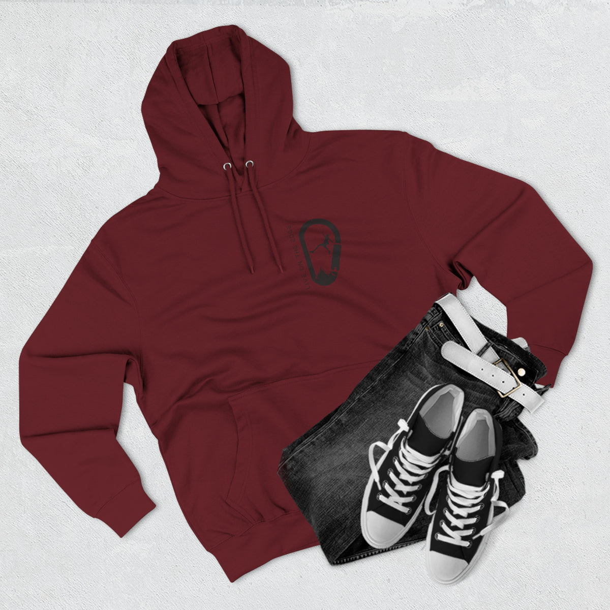 "Live on the Edge" Rock Climbing Hook Hoodie