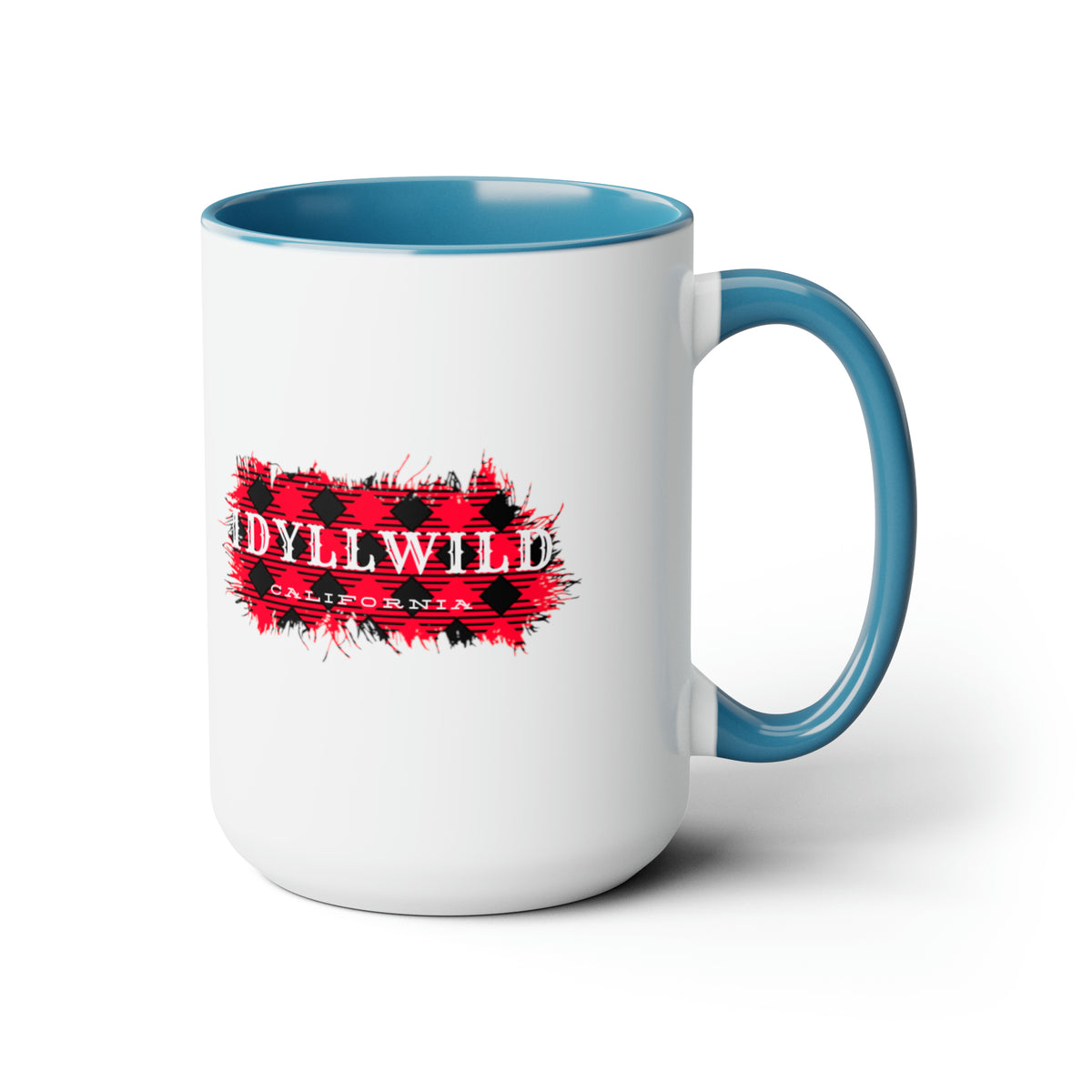 Two-Tone Coffee Mugs, 15oz Idyllwild Red Buffalo Plaid