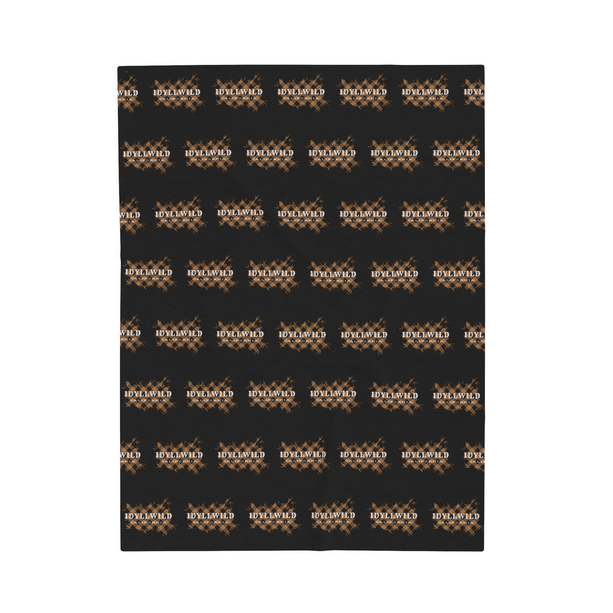 Velveteen Plush Blanket Tan Plaid Idyllwild Pattern Black