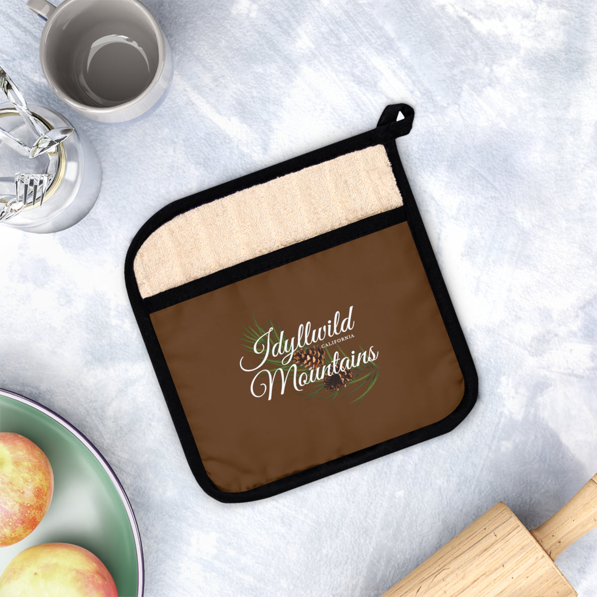 Idyllwild Mountains Brown Pot Holder with Pocket