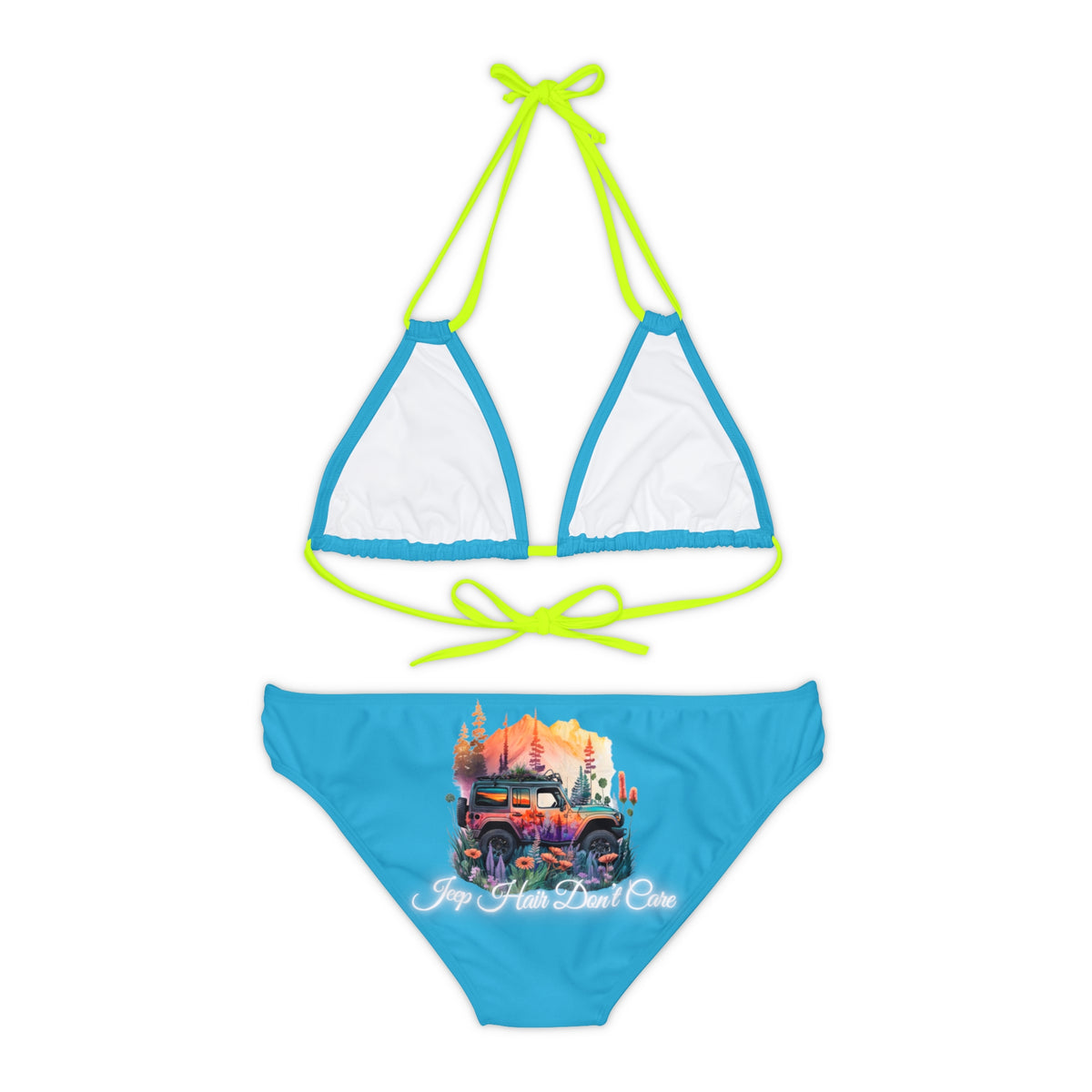 Jeep Hair Don't Care Strappy Turquoise Bikini Set