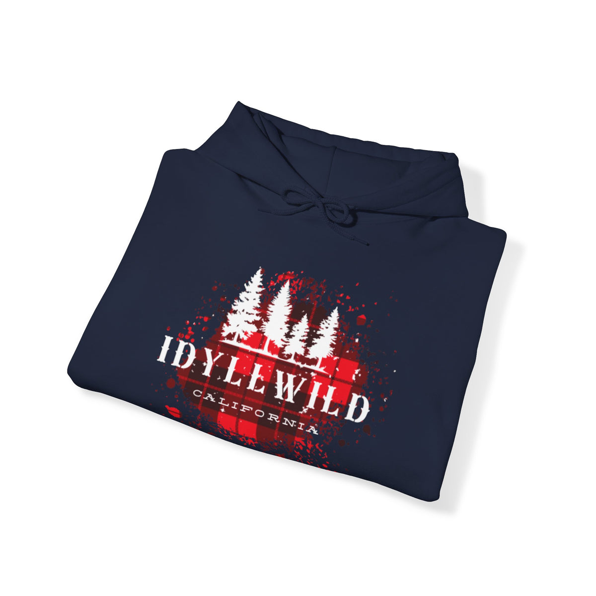 Unisex Heavy Blend™ Hooded Sweatshirt Idyllwild California Red Buffalo Plaid White Pine