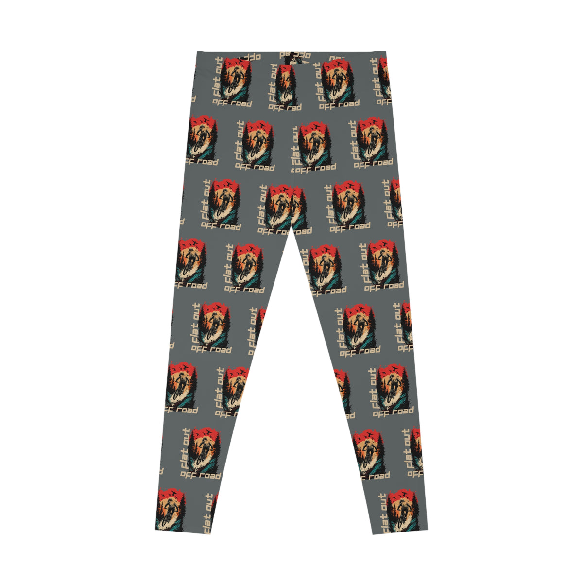 Mountain Biking "Off Road Flat Out" Stretchy Gray Leggings
