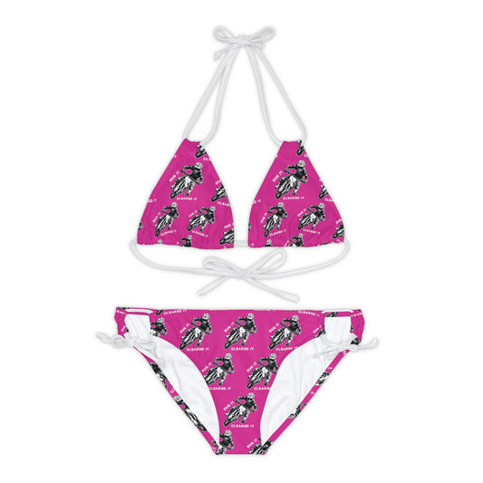 Dirtbike Motocross "Dug it Cleared It" Pink Strappy Bikini Set