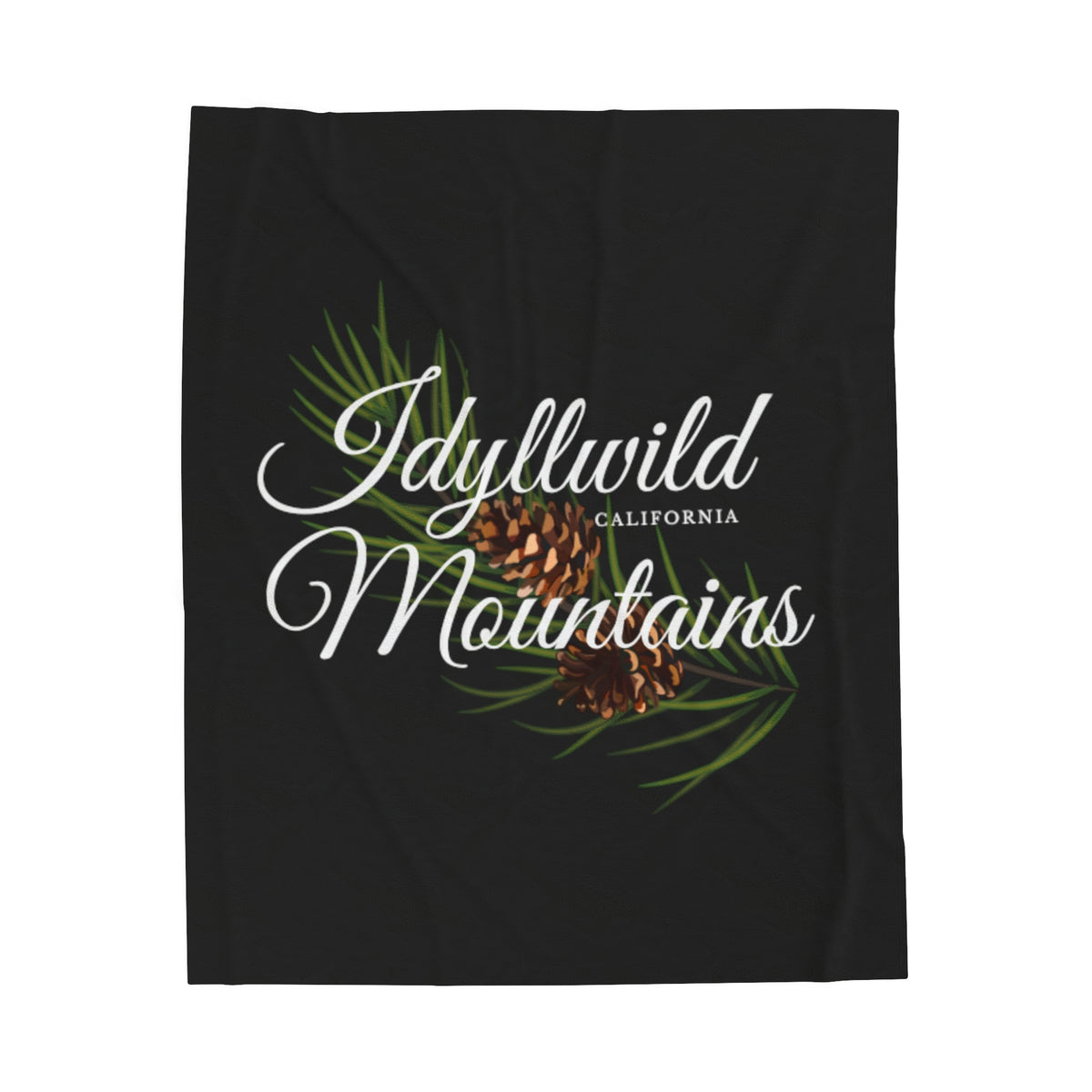Velveteen Plush Blanket Idyllwild Mountains Coneback Black