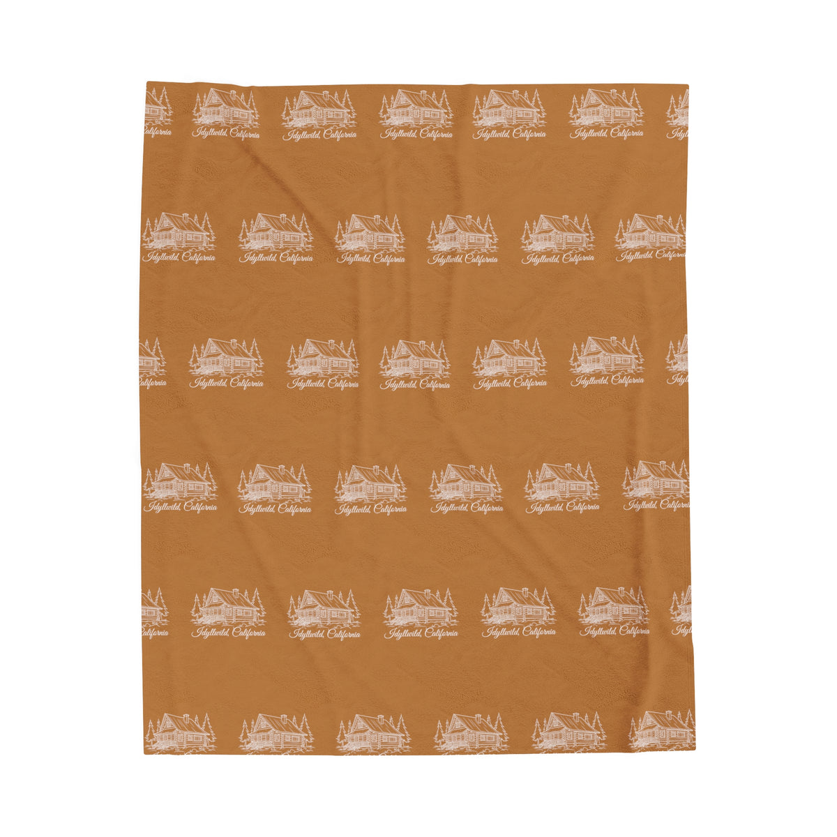 Velveteen Plush Blanket Idyllwild Log Cabin Pattern Tan