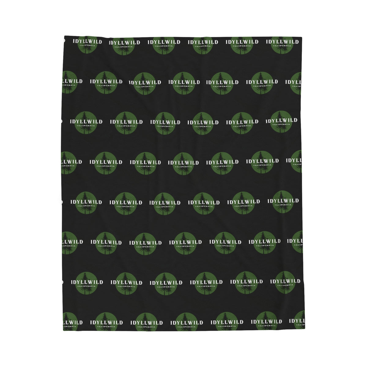 Velveteen Plush Blanket Idyllwild Gredn Pine Badge Pattern Black