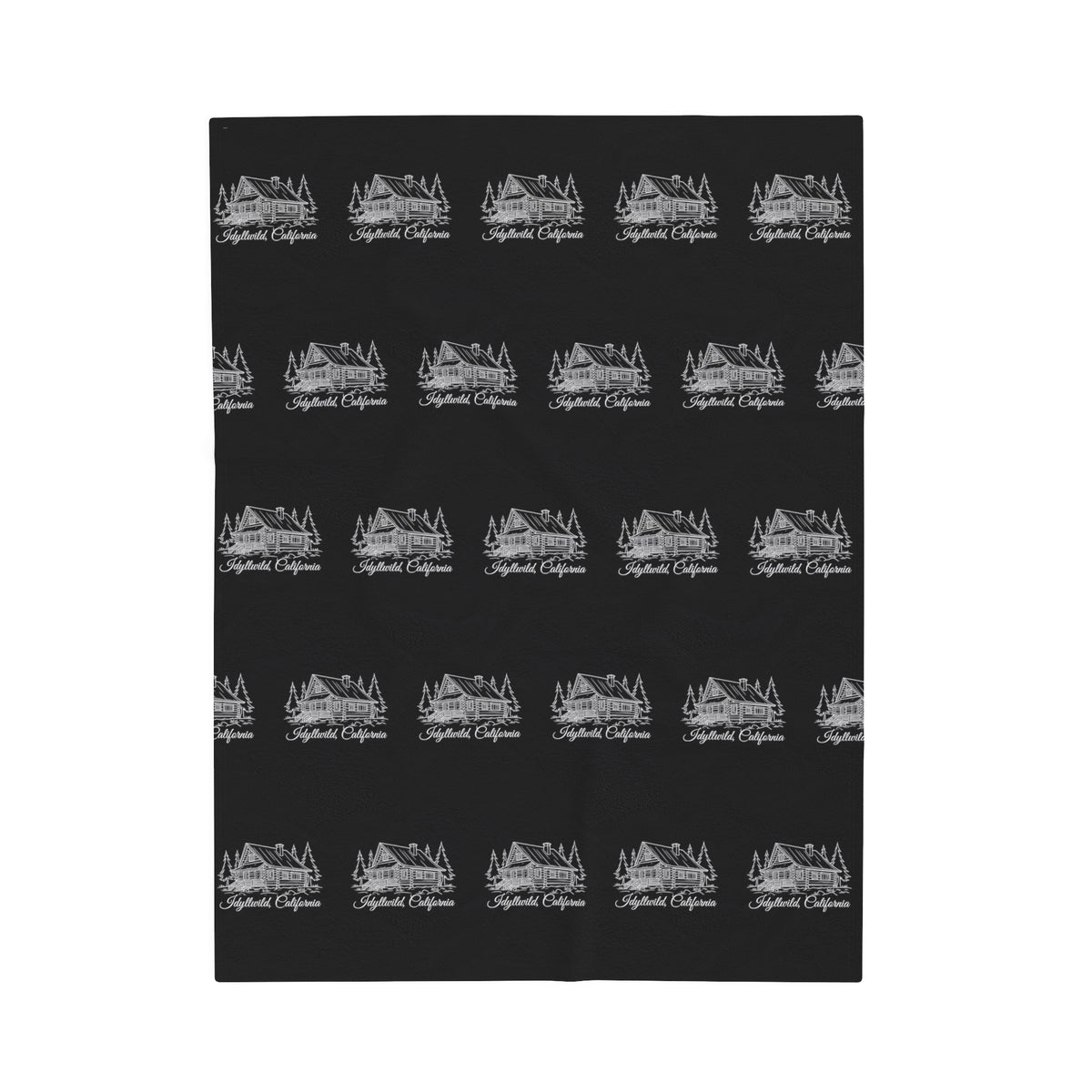 Velveteen Plush Blanket Idyllwild log Cabin Pattern Black