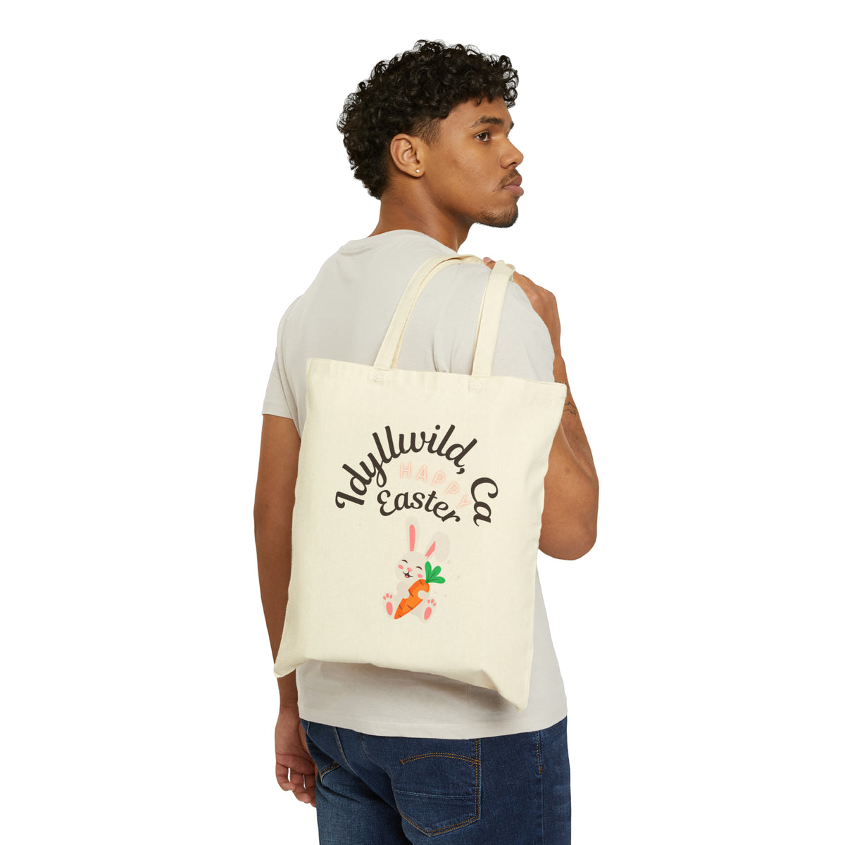 Cotton Canvas Tote Bag Idyllwild Bunny with Carrot
