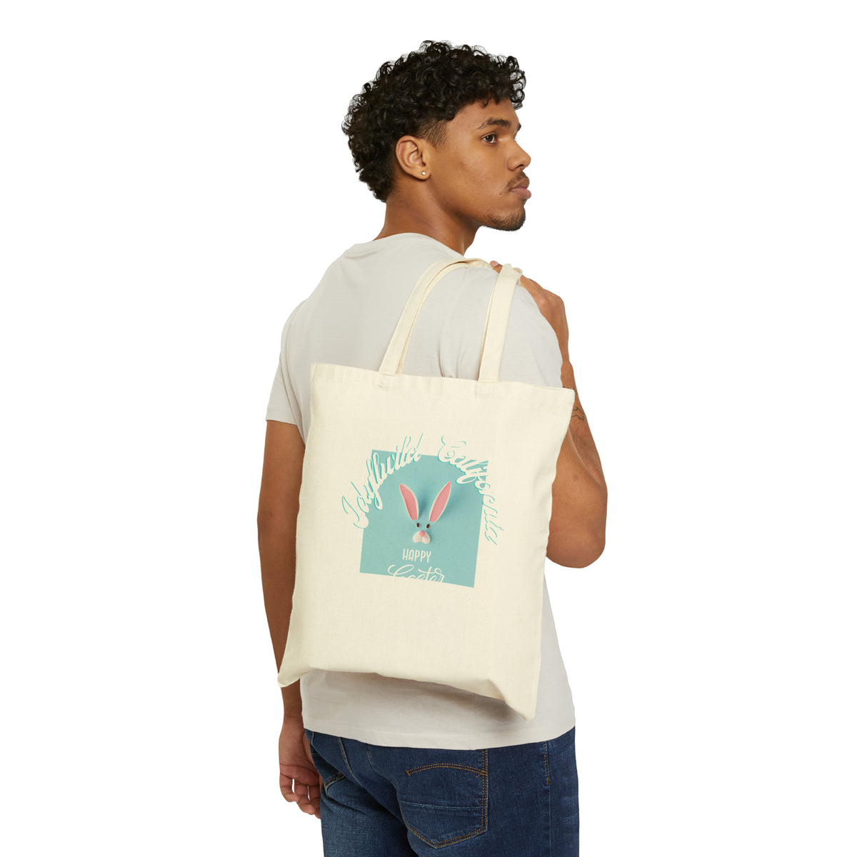 Cotton Canvas Tote Bag Idyllwild California Happy Easter Blue