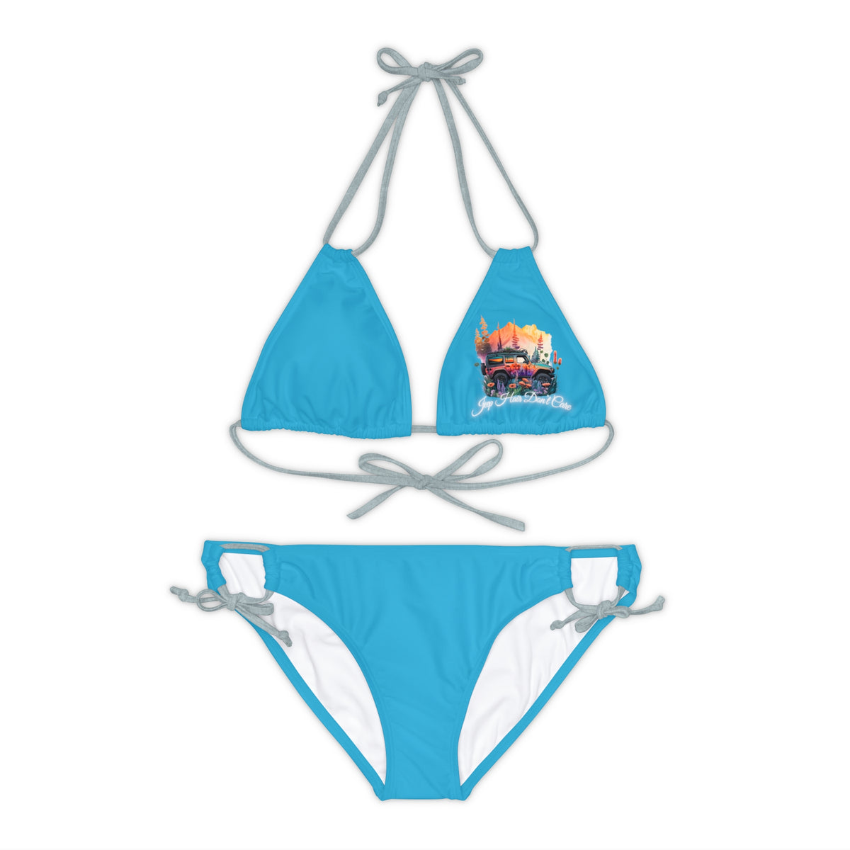 Jeep Hair Don't Care Strappy Turquoise Bikini Set