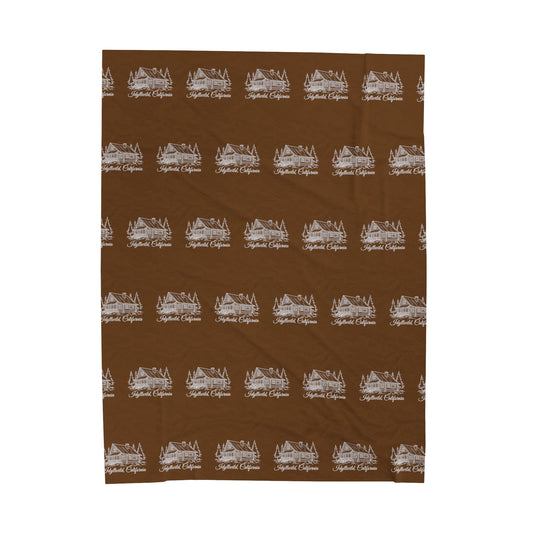 Velveteen Plush Blanket Idyllwild Log Cabin Pattern Brown