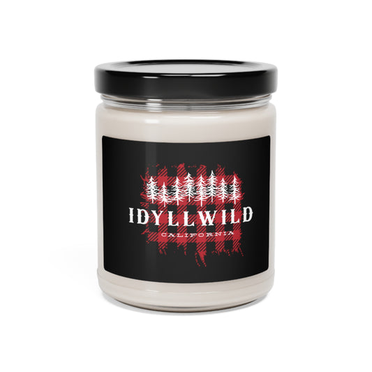 Scented Soy Candle, 9oz Idyllwild Red Buffalo White Text Forest