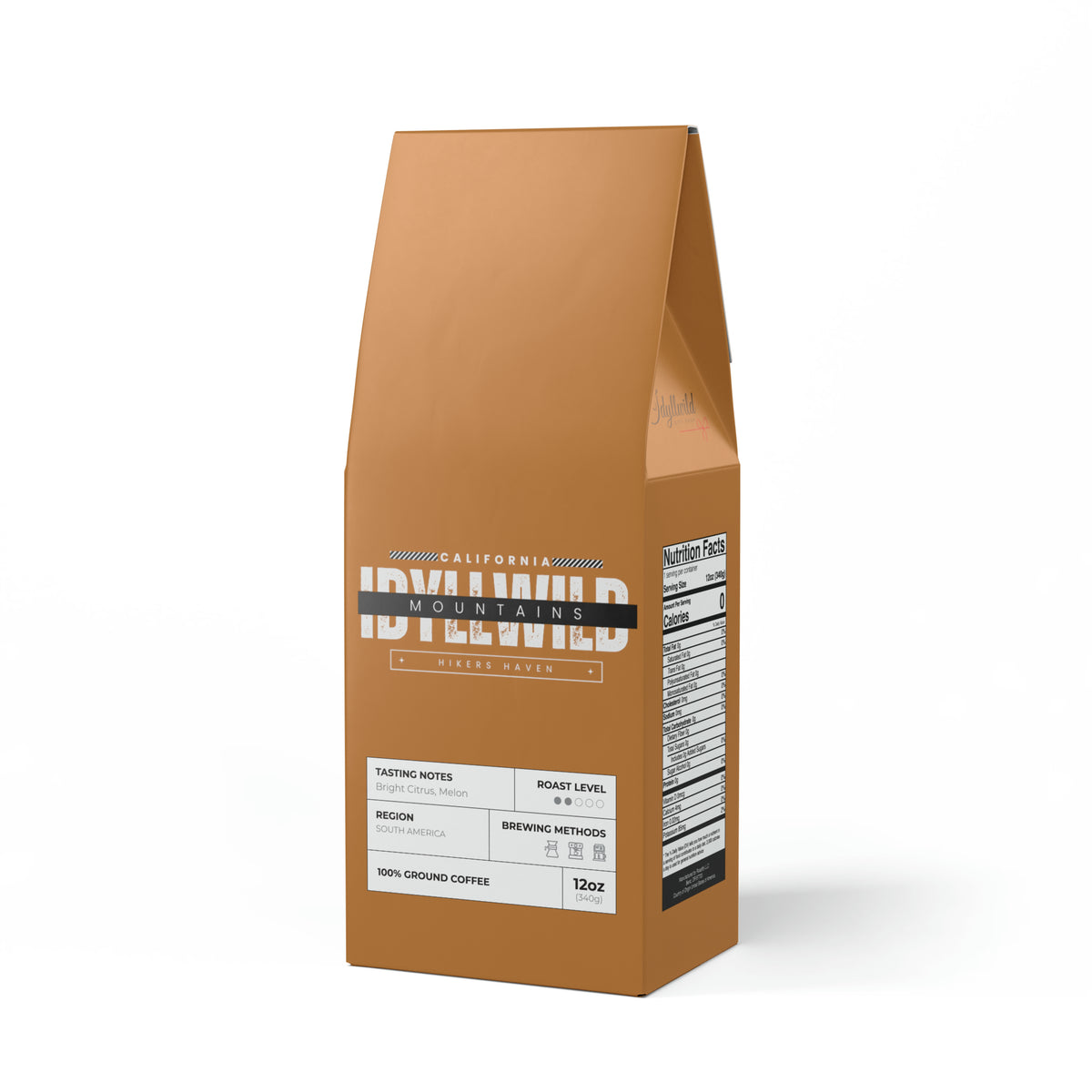 Colombia Single Origin Coffee (Light-Medium Roast) Idyllwild Hiker Haven Badge Tan