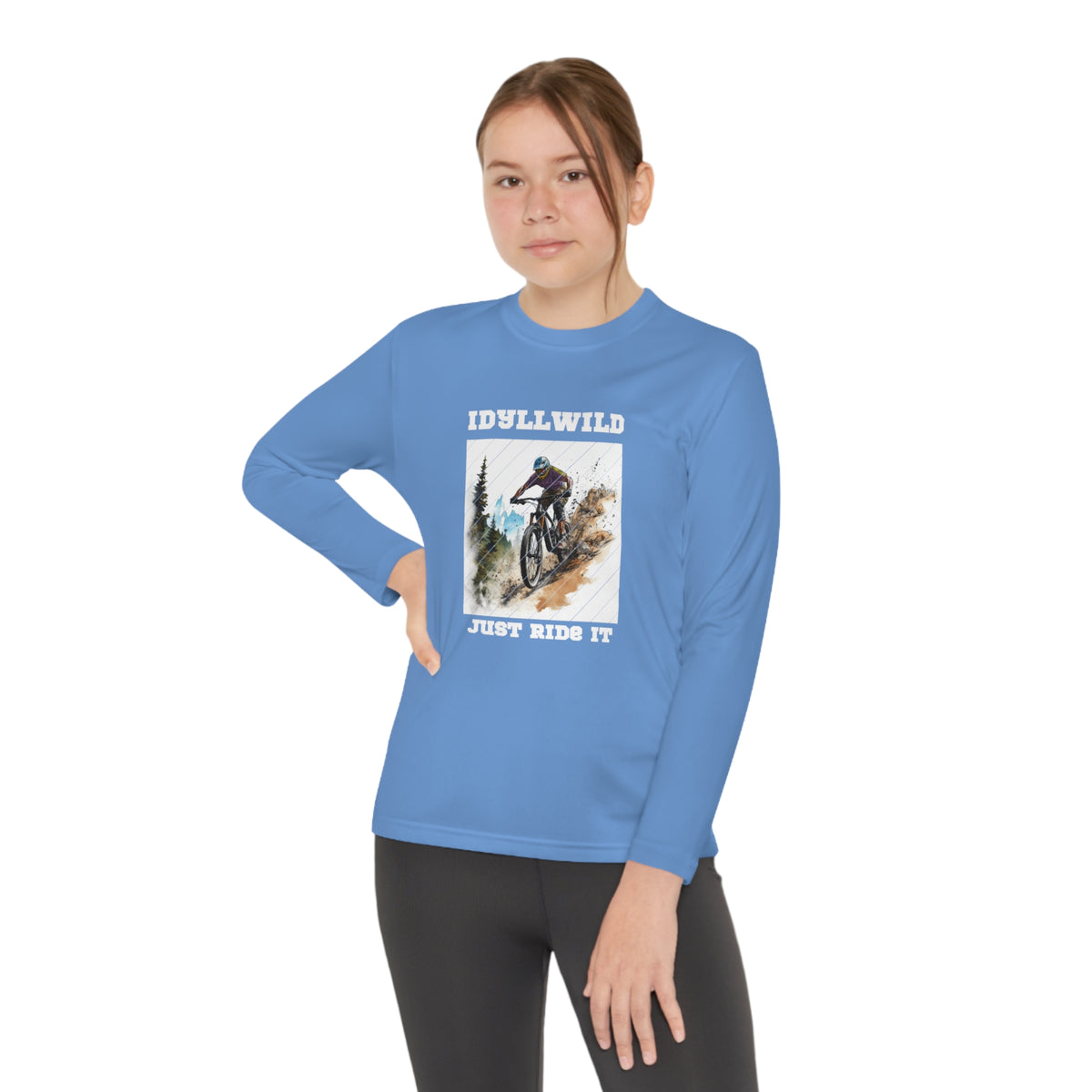 =Idyllwild Mountain Biking Square Youth Long Sleeve Competitor Tee