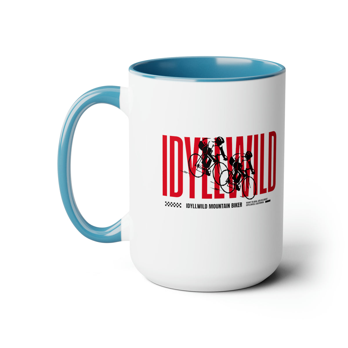 Two-Tone Coffee Mugs, 15oz Mountain biking Idyllwild