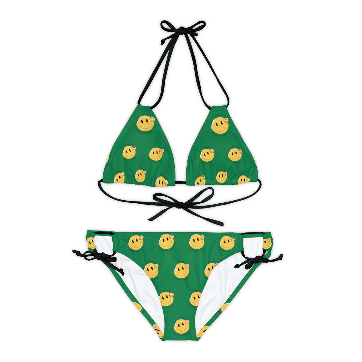Strappy Bikini Set (AOP) Idyllwild Green Smiles
