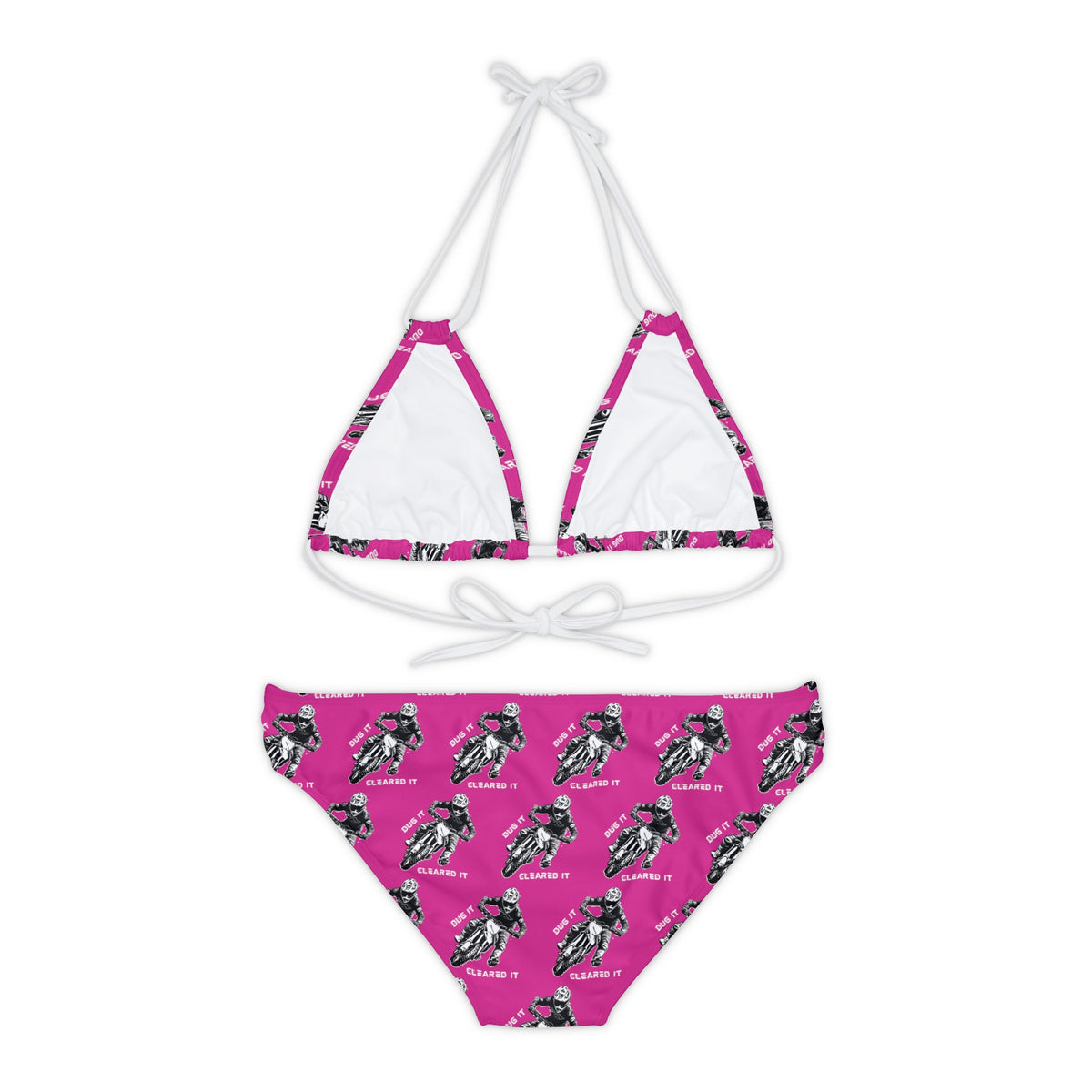 Dirtbike Motocross "Dug it Cleared It" Pink Strappy Bikini Set