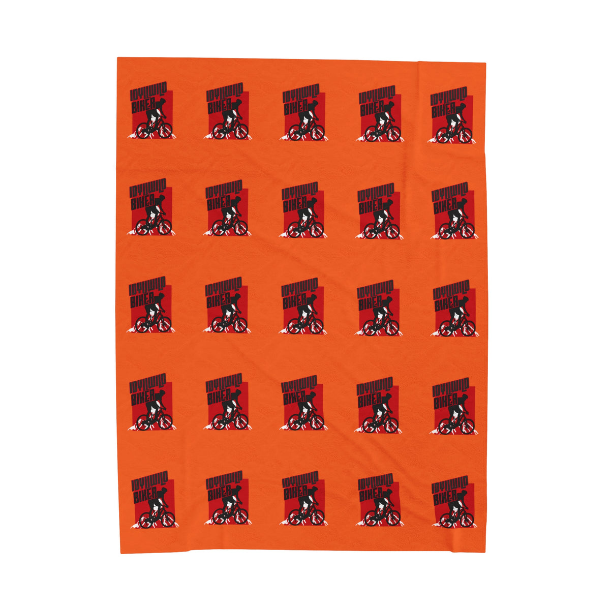 Velveteen Plush Blanket Idyllwild Biker Pattern Orange