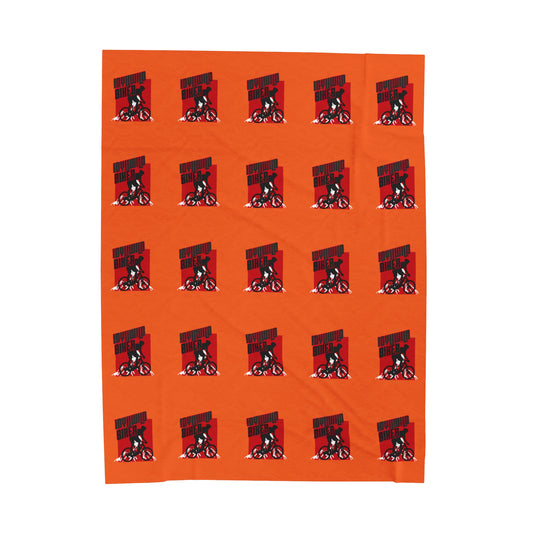 Velveteen Plush Blanket Idyllwild Biker Pattern Orange