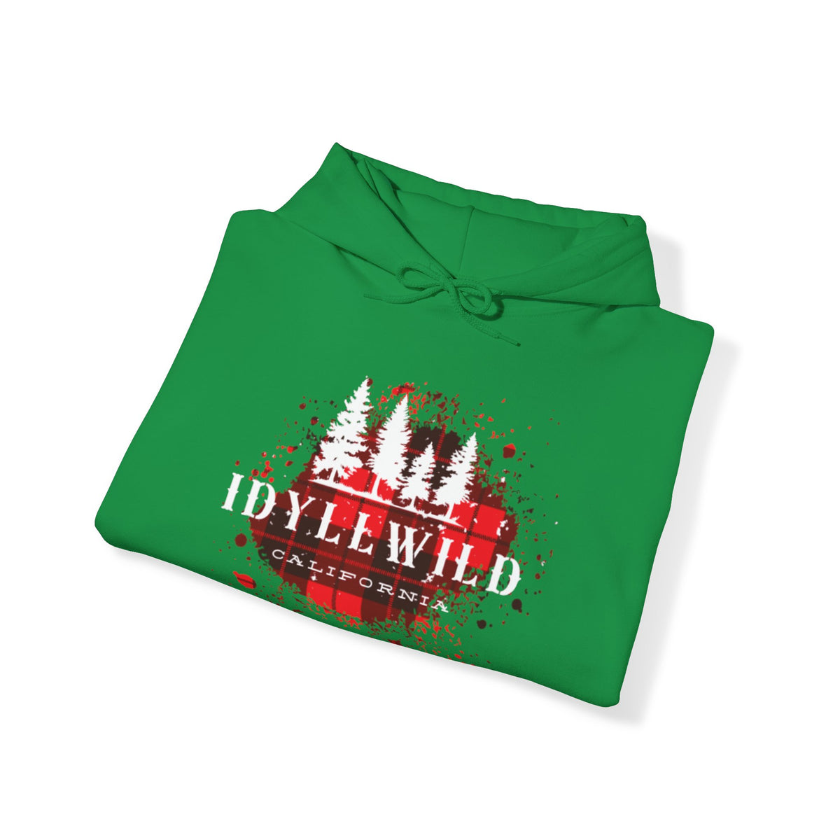 Unisex Heavy Blend™ Hooded Sweatshirt Idyllwild California Red Buffalo Plaid White Pine