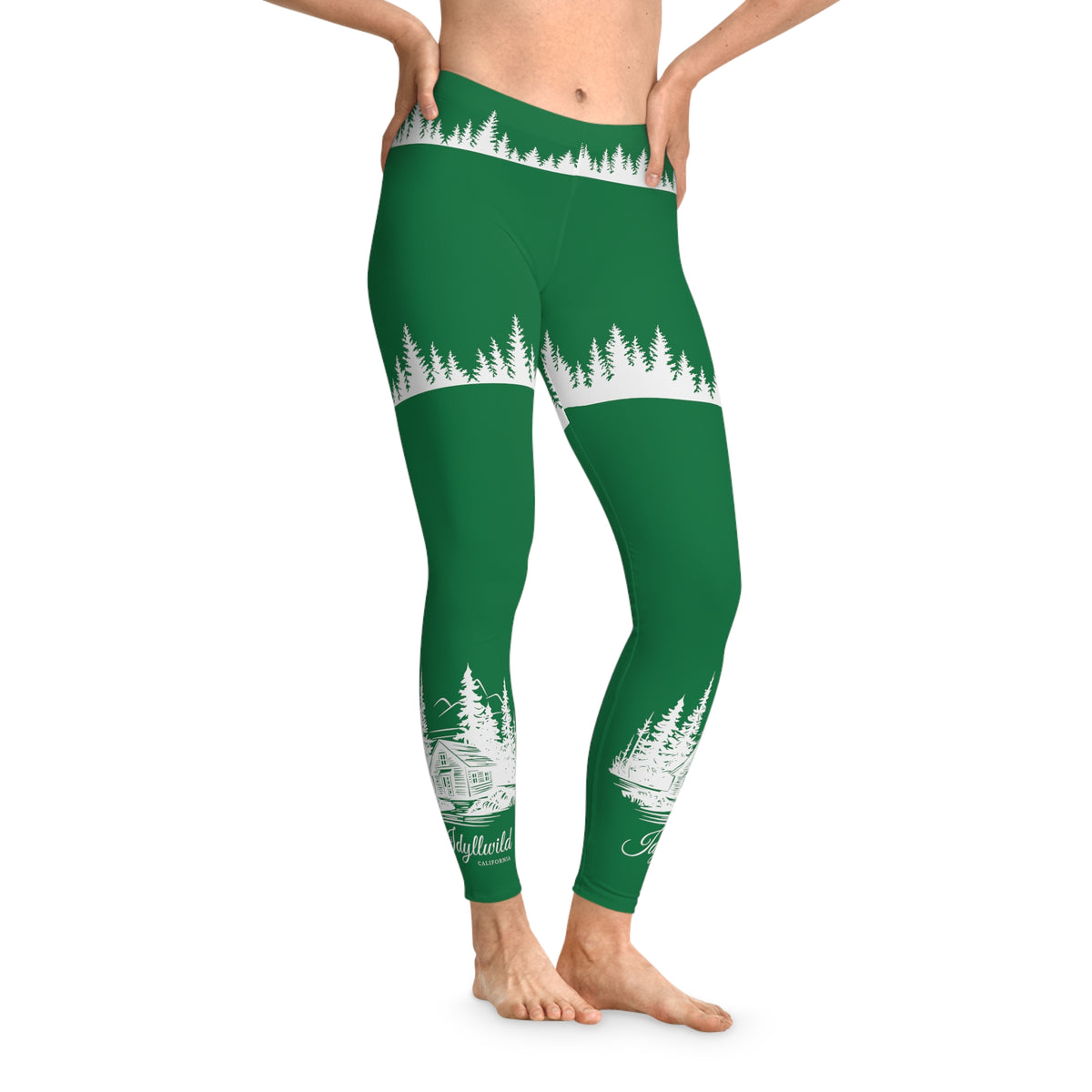 Stretchy Leggings (AOP)Idyllwild Cabin in the Woods Butt lift Green