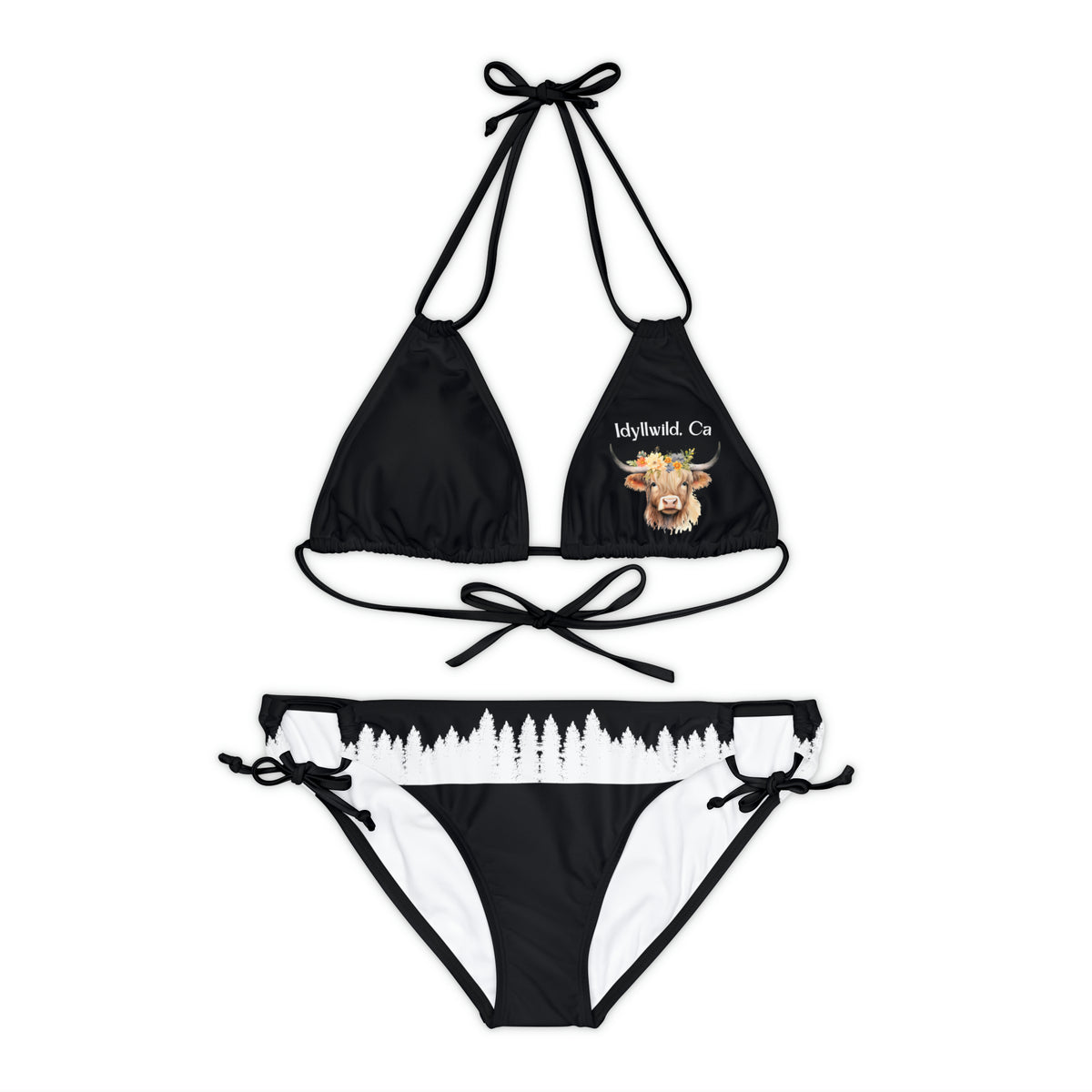 Strappy Bikini Set (AOP) Idyllwild Highlander Cow
