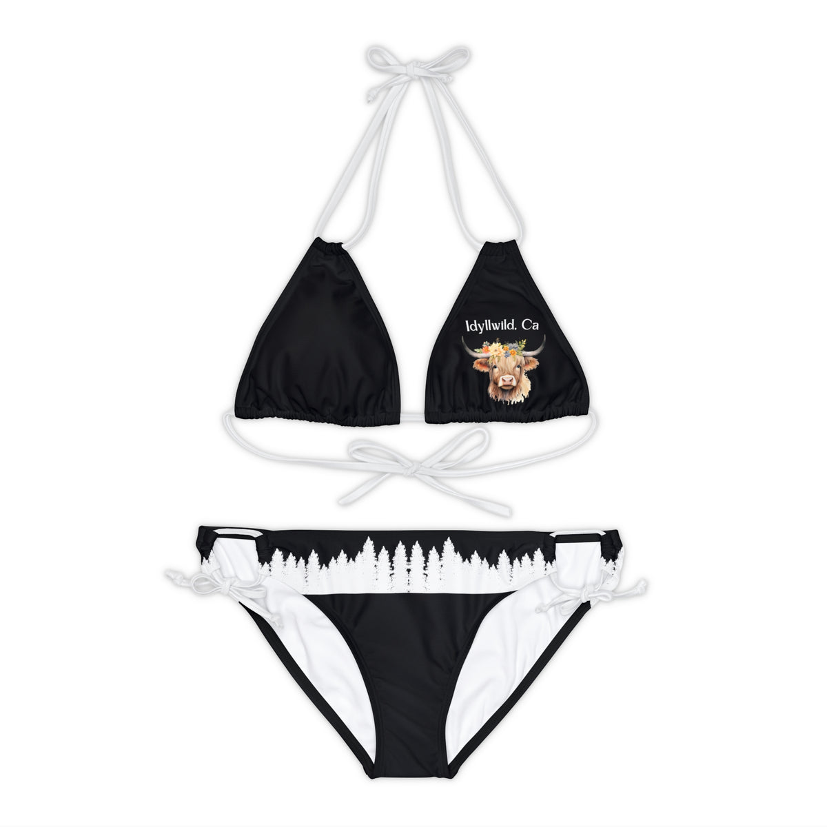 Strappy Bikini Set (AOP) Idyllwild Highlander Cow