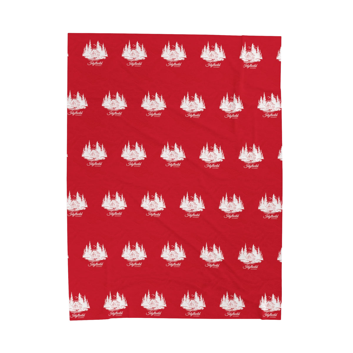 Velveteen Plush Blanket Idyllwild Classy Cabin in the Woods Pattern Red