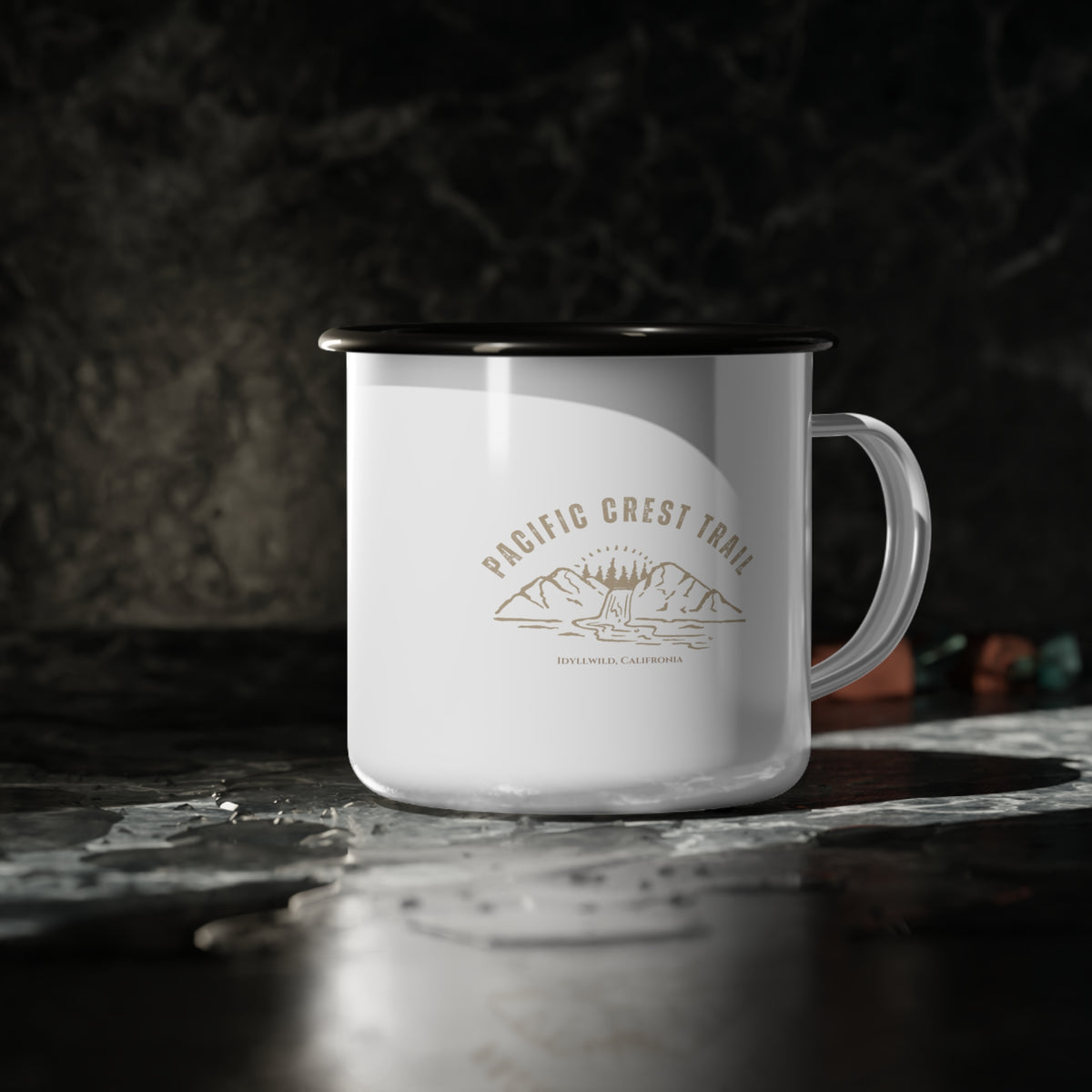 Pacific Crest Trail White Camping Enamel Mug