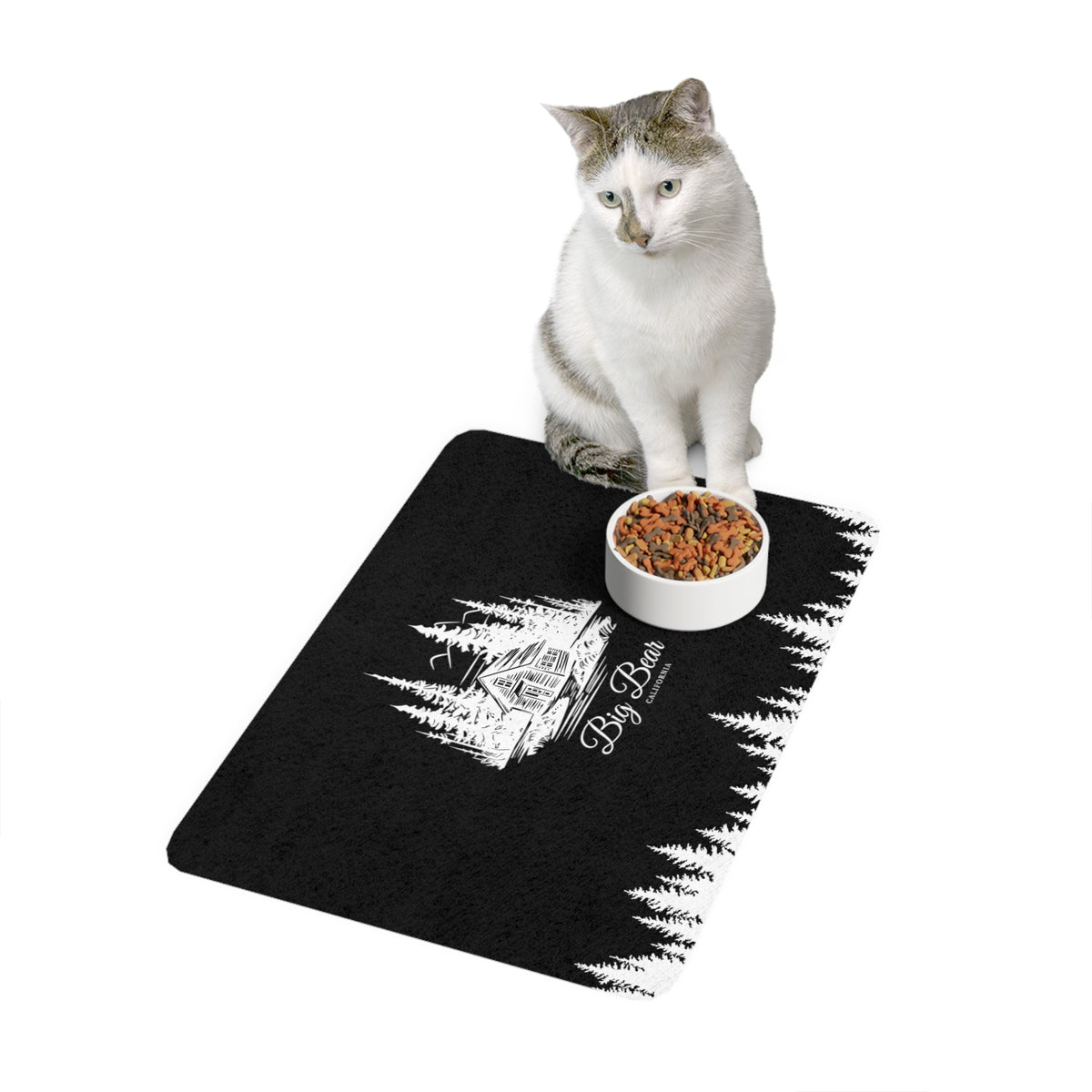Pet Food Mat (12x18) Big Bear California Cabin in the Woods