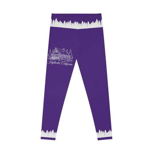 Stretchy Leggings (AOP) Idyllwild Cabin Purple