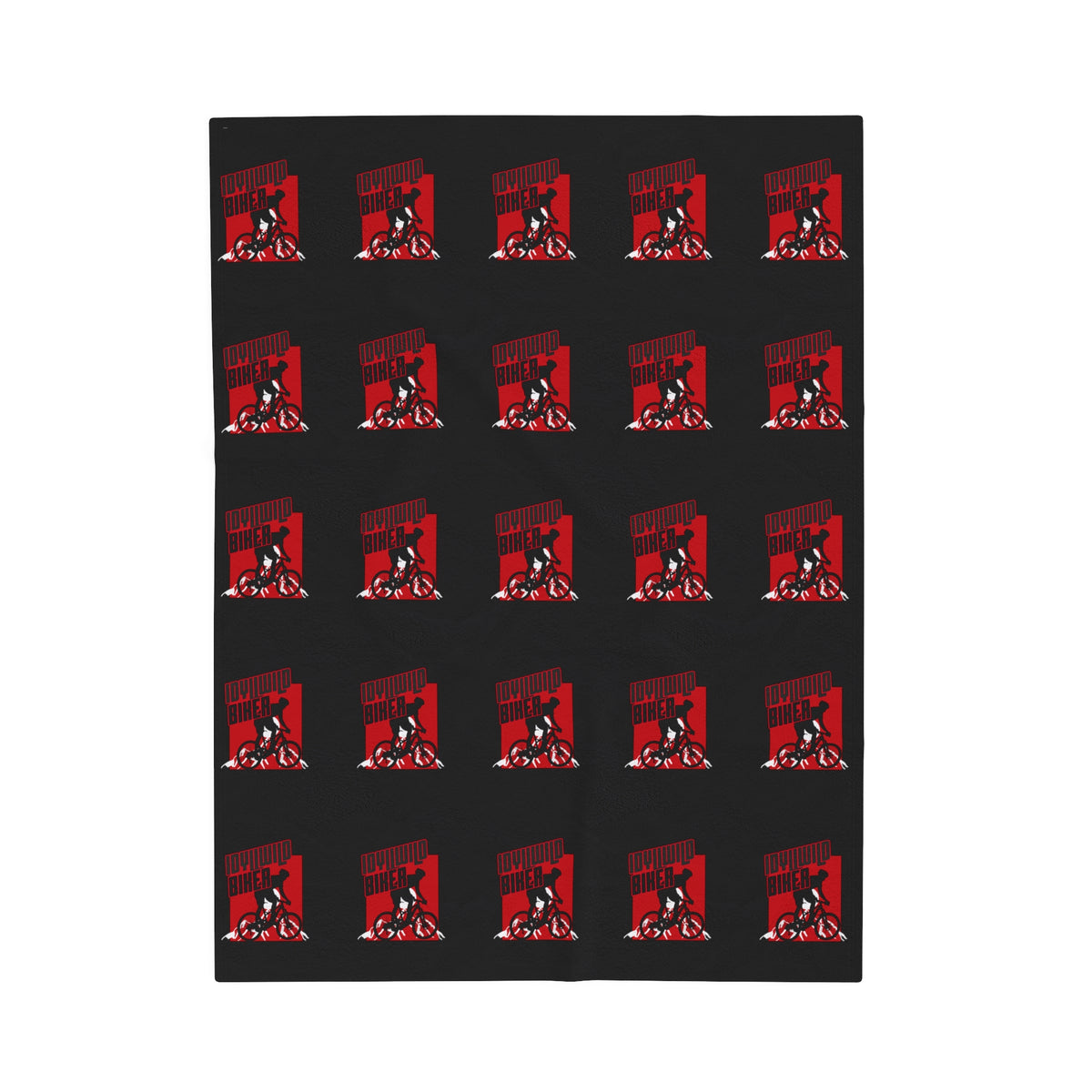 Velveteen Plush Blanket Idyllwild Biker Pattern Black
