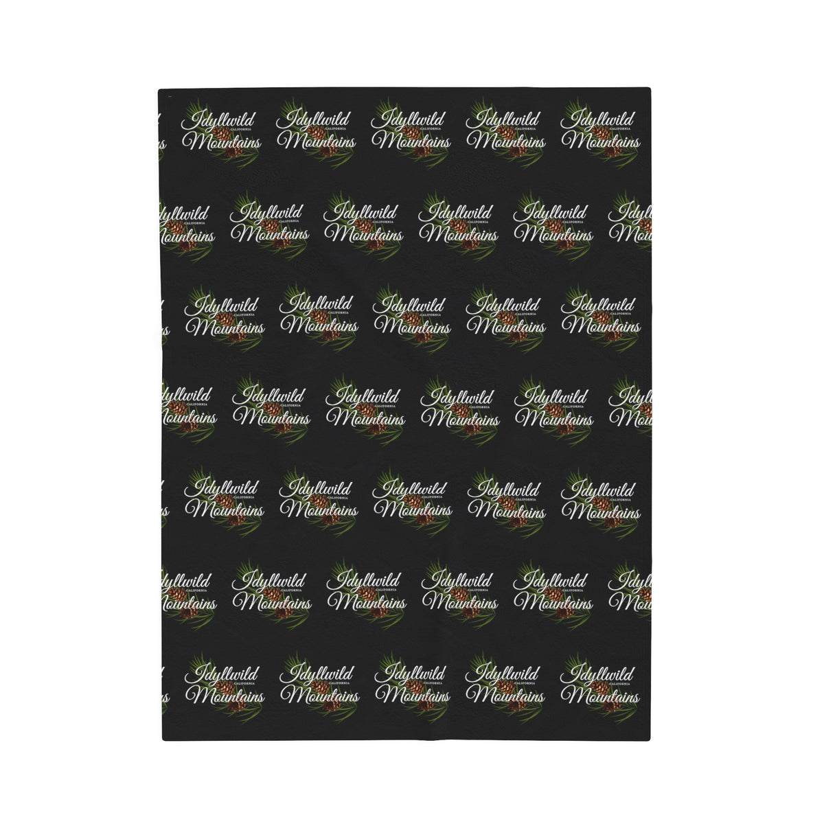 Velveteen Plush Blanket Idyllwild Classy Coneback Pattern Black
