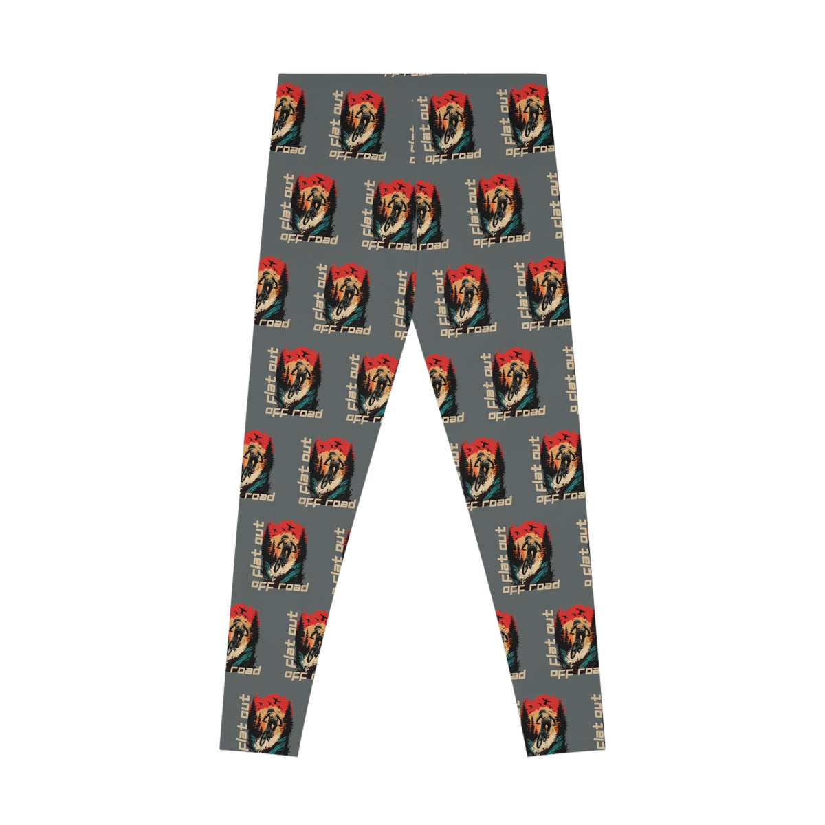 Mountain Biking "Off Road Flat Out" Stretchy Gray Leggings