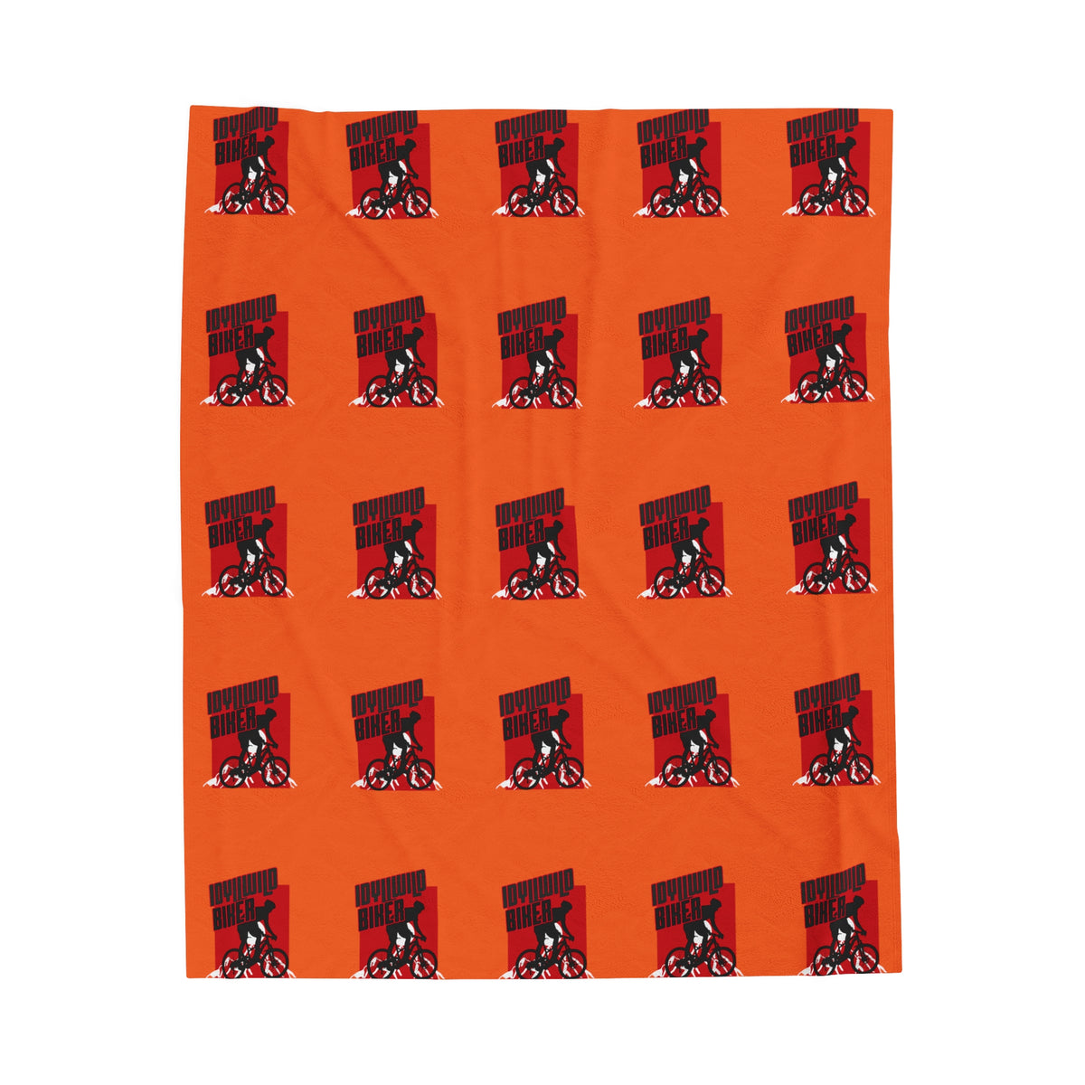 Velveteen Plush Blanket Idyllwild Biker Pattern Orange