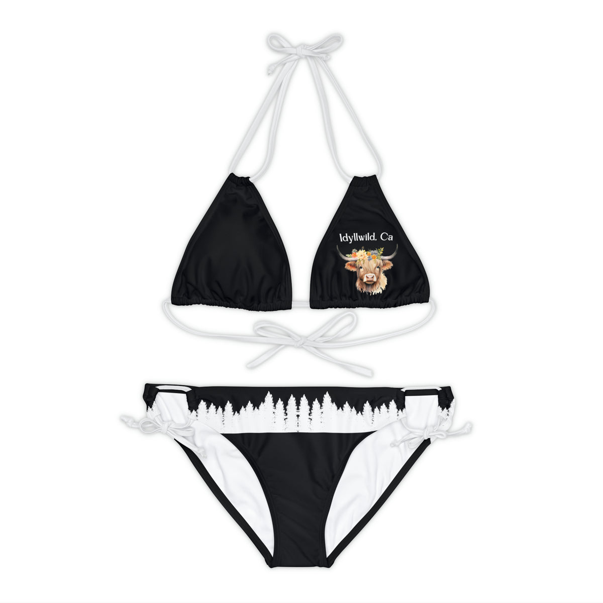 Strappy Bikini Set (AOP) Idyllwild Highlander Cow