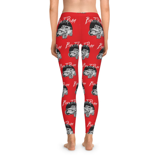 Jeep "Born To Roam" Stretchy Red Leggings