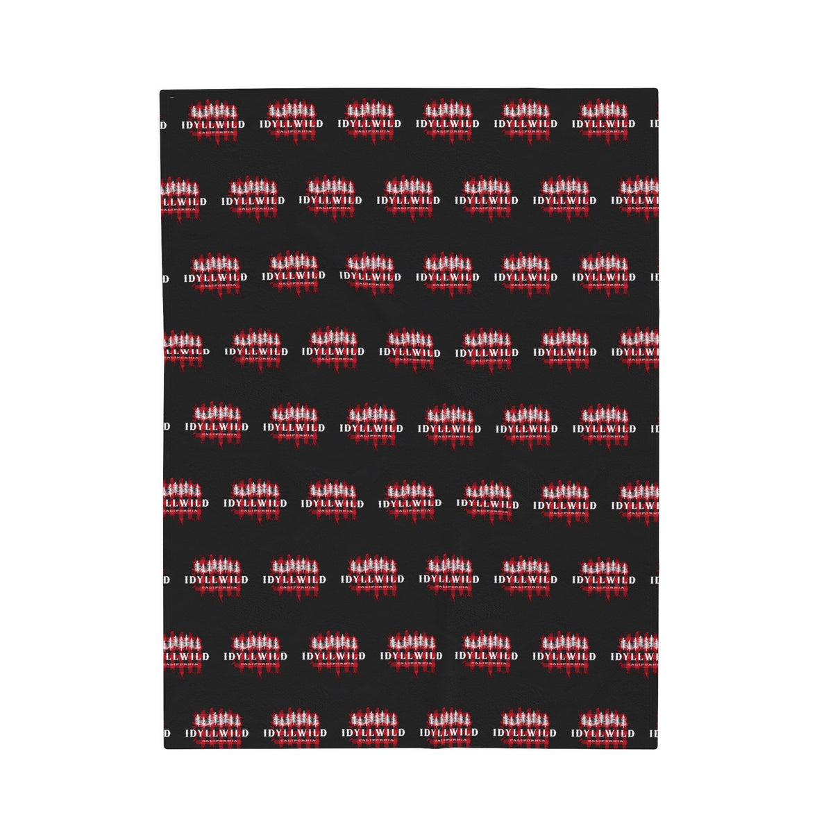 Velveteen Plush Blanket Red Buffalo White Pines Pattern Black