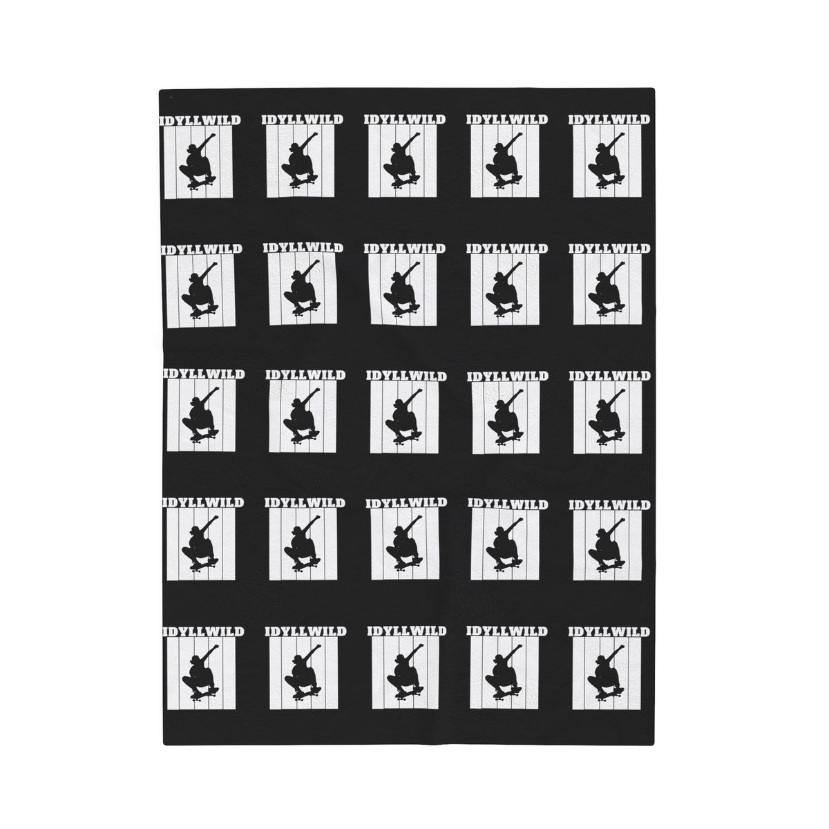Velveteen Plush Blanket Skate Idyllwild Black Pattern