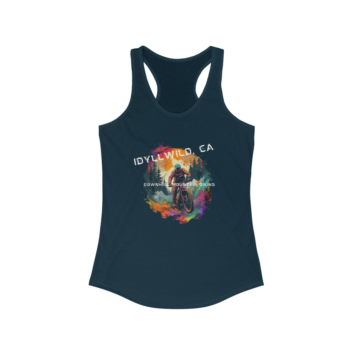 Women's Ideal Racerback Tank Idyllwild Downhill Mountain Biking