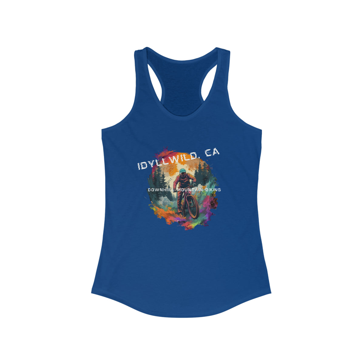 Women's Ideal Racerback Tank Idyllwild Downhill Mountain Biking