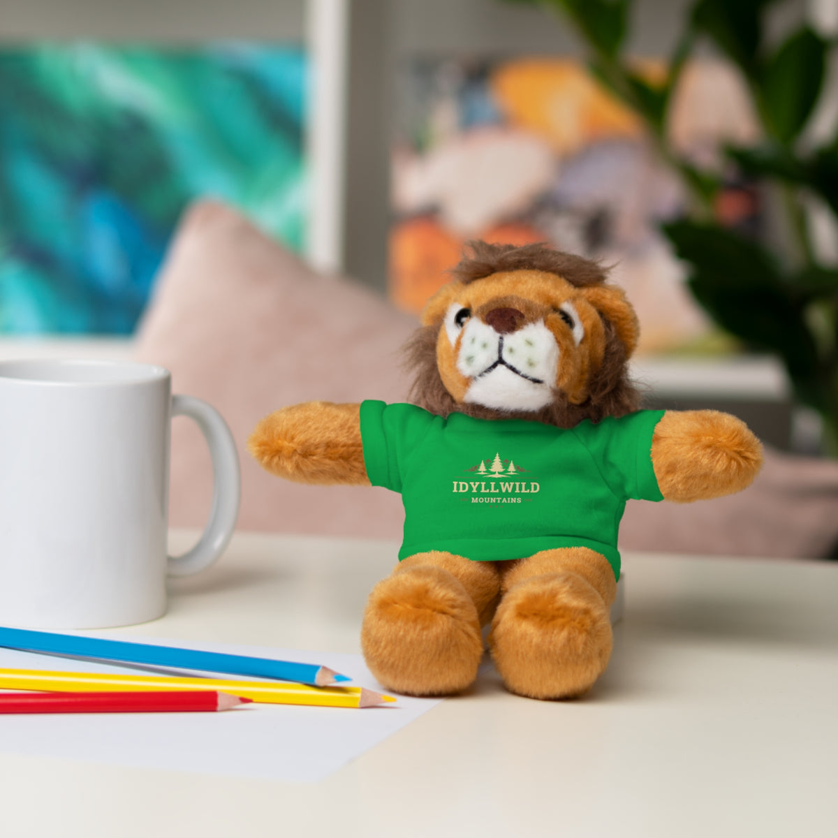 Stuffed Animals with Tee Idyllwild Mountain Badge