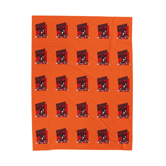 Velveteen Plush Blanket Idyllwild Biker Pattern Orange