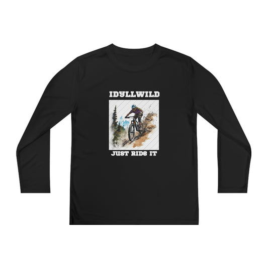 =Idyllwild Mountain Biking Square Youth Long Sleeve Competitor Tee