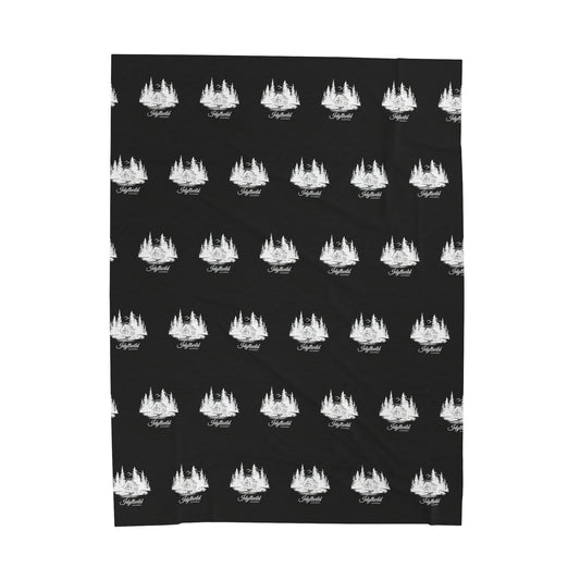 Velveteen Plush Blanket Idyllwild Classy Cabin Pattern Black