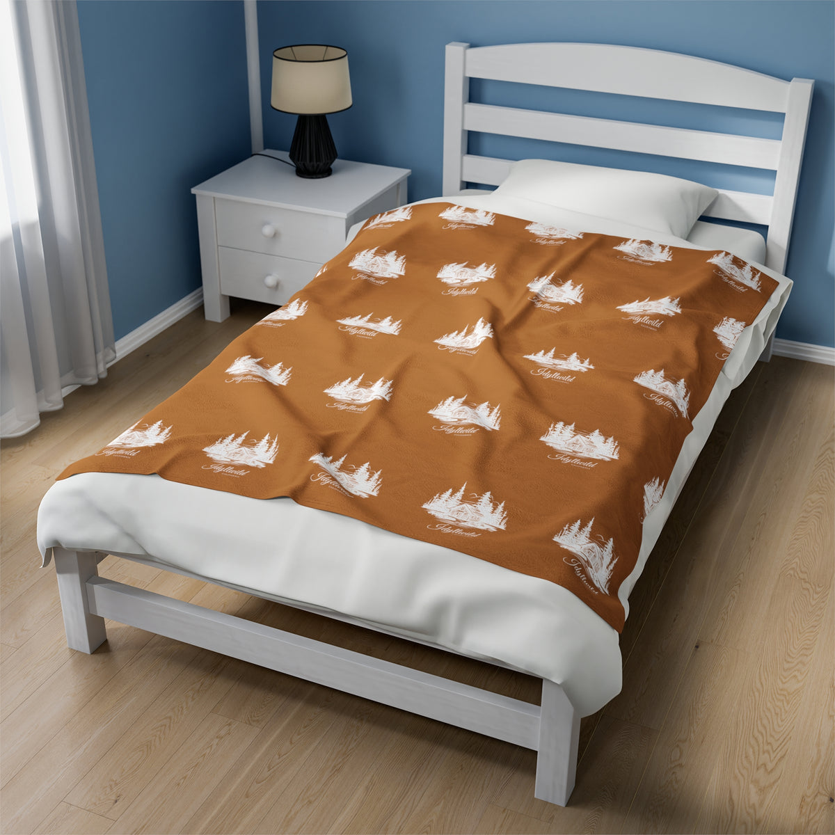 Velveteen Plush Blanket Idyllwild Classy Cabin Pattern Tan