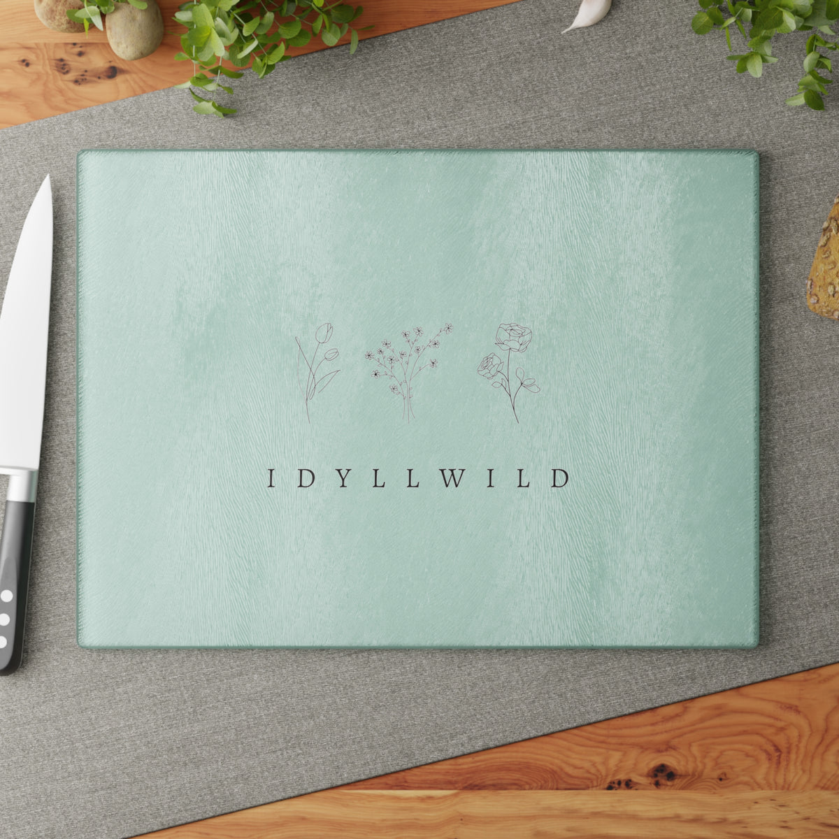 Glass Cutting Board Light Floral Idyllwild