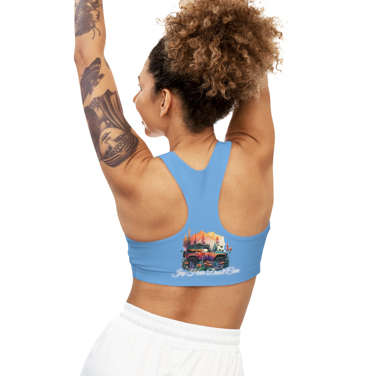 Jeep Hair Don't Care Blue Sports Bra